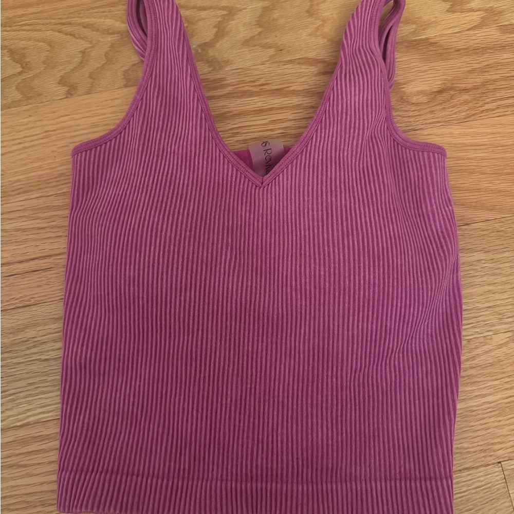 Altar'd State Purple Ribbed Crop Tank Top